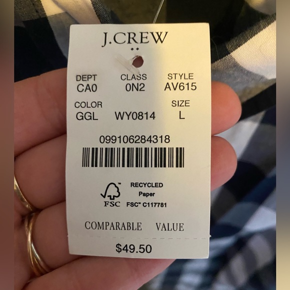 J. Crew Factory Navy and White Checkered Button Down Shirt - Picture 4 of 4